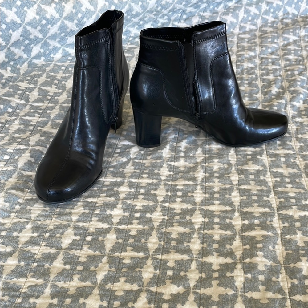 Elegant Franco Sarto Black Leather Ankle Boots